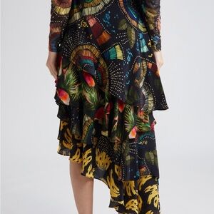 FARM Rio Black and Yellow Asymmetrical Skirt